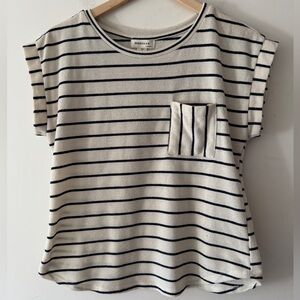 Monteau‎ Black and White Striped Terry Cloth Top